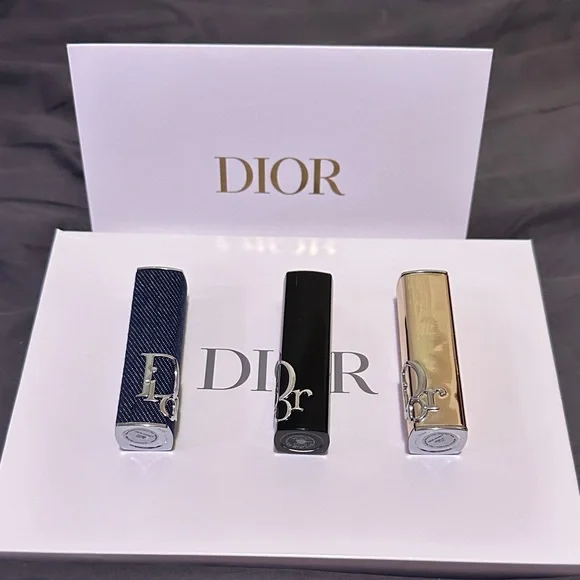Dior Lipstick Case Trio - Black, Gold, Denim Blue - Picture 1 of 1